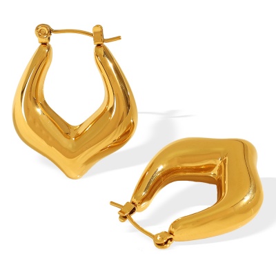Wholesale 18K Stainless Steel Geometric C-Shaped Earrings in French Minimalist Style-OJ20 - Image 5