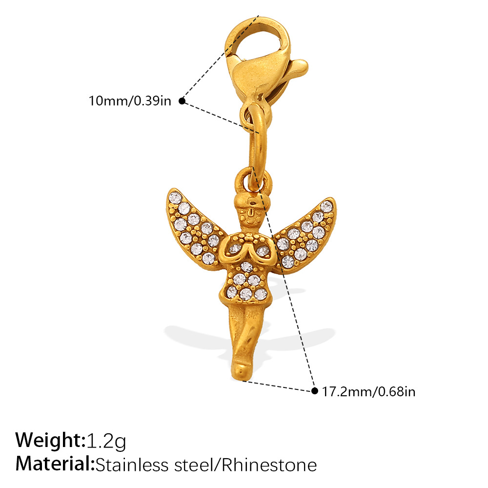 316L 18K Gold-Plated Stainless Steel Diamond-Set Star and Moon Pendants (Set of 15)-OJ65 - Image 3