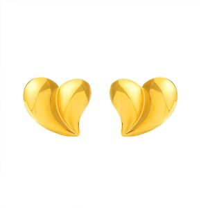 Wholesale 18K Gold-Plated Stainless Steel Heart Stud Earrings -HS17
