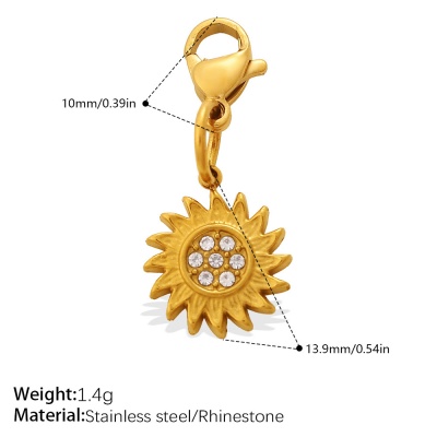 316L 18K Gold-Plated Stainless Steel Diamond-Set Star and Moon Pendants (Set of 15)-OJ65 - Image 4