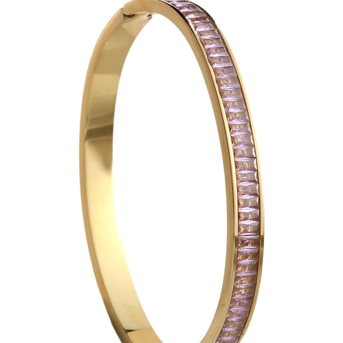 Stainless Steel Semi-Circular Zirconia Bracelet-CX13 - Image 4