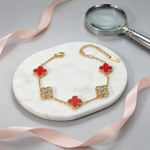 Stainless steel zircon four-leaf clover bracelet-JY51