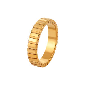 Stainless Steel Striped Checkered Ring-RH410