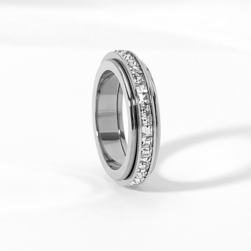 304 Stainless Steel Single-Row Rotating Diamond Ring-HS49 - Image 4