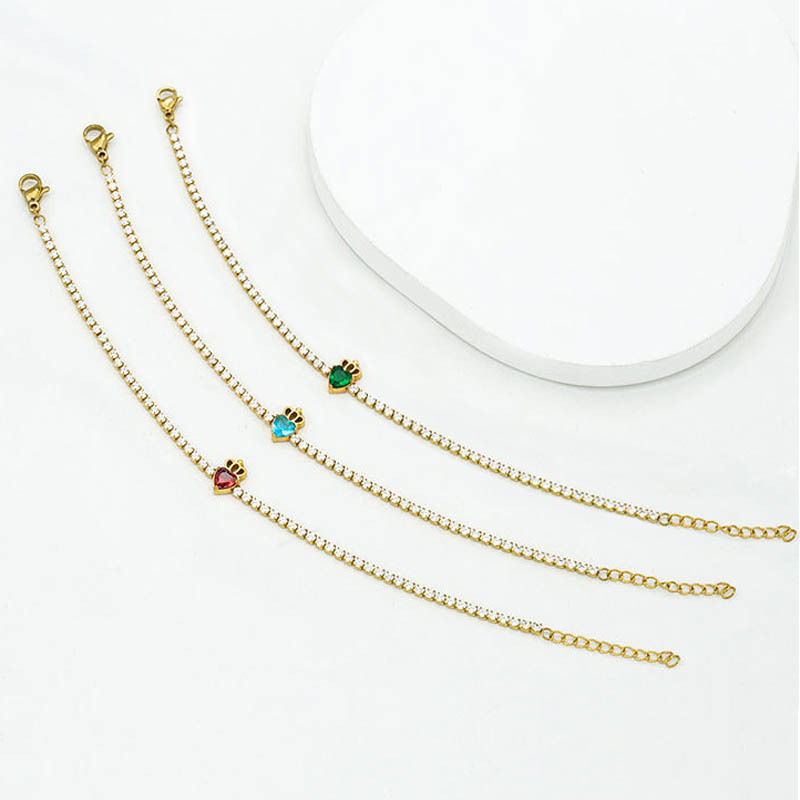 Stainless Steel Single-Row Bracelet Set with Zirconia Stones-LY112 - Image 5
