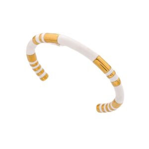 Stainless Steel C-Shaped Enamel Bracelet with Drip Design-CS77
