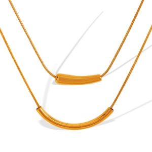 Wholesale Color-Fast Women's Stainless Steel Smile Necklace, French Minimalist Style-OJ038