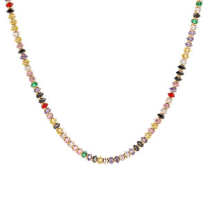 Stainless Steel Necklace with Coloured Zirconia-RH43