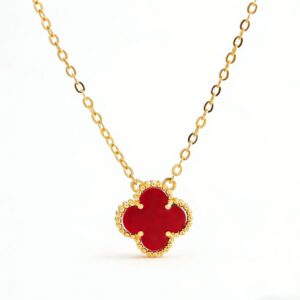 Stainless Steel Four-Leaf Clover Pearl Necklace-JY34