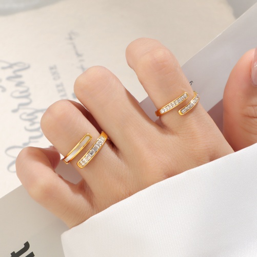 304 Stainless Steel Open-Style Pearl White Diamond Ring-HS48 - Image 2