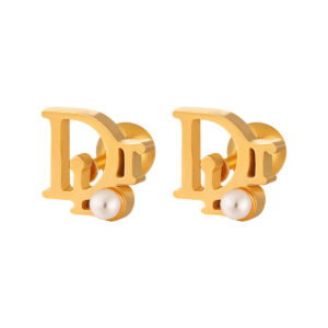Stainless Steel D-Shaped Pearl Earrings-RH22