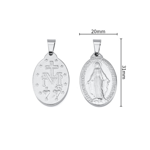 18K Gold-Plated Stainless Steel Virgin Mary Pendant-GJ71 - 图片 4
