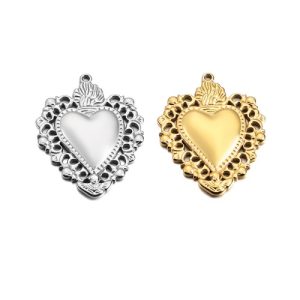 316L Stainless Steel Heart-Shaped Vintage Pendant-GJ56