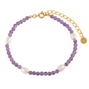 Stainless Steel, Crystal and Natural Stone Bracelet-RH12