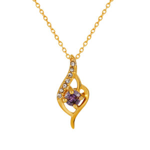 Stainless Steel Crystal Necklace with Micro-Set Zirconia-RH22