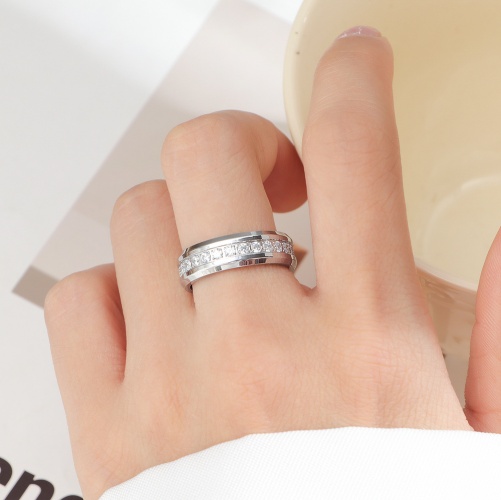 18K Gold Women's Stainless Steel Starry Sky Diamond Ring-HS44 - 图片 4