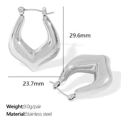 Wholesale 18K Stainless Steel Geometric C-Shaped Earrings in French Minimalist Style-OJ20 - Image 3