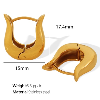 Wholesale Women's 18K Gold-Plated Stainless Steel U-Shaped Earrings: Vintage and Elegant-OJ22 - Image 2