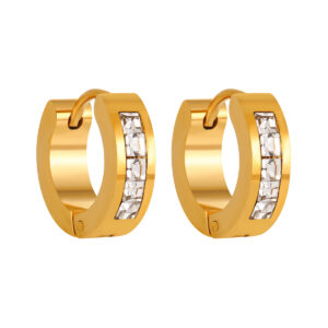Stainless steel U-shaped diamond stud earrings-RH45
