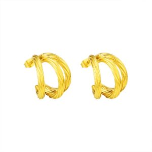 304 Stainless Steel Triple-Hoop Earrings-HS46