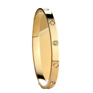 Stainless Steel Six-Diamond, Four-Flower Clasp 5th Generation Bracelet-CS14