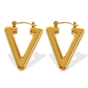 Wholesale 316L Stainless Steel Triangle Earrings-OJ75