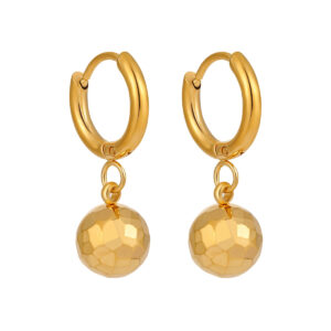 Stainless Steel Diamond-Shaped Ball Earrings -RH17