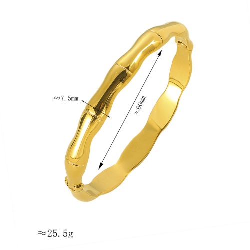 Stainless Steel Polished Bamboo-Patterned Bracelet-HS52 - Image 3