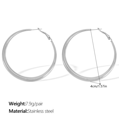 Wholesale 18K Stainless Steel Large Hoop Earrings: European and American Minimalist Style-OJ23 - Image 2
