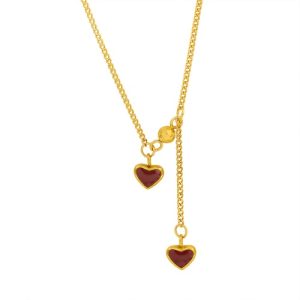 Wholesale 316L Stainless Steel Heart-Shaped Tassel Necklace-HS38