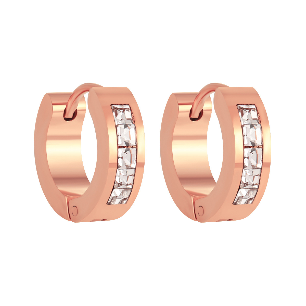 Stainless steel U-shaped diamond stud earrings-RH45 - Image 3