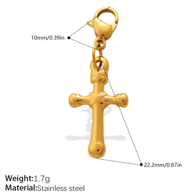 316L 18K Gold-Plated Stainless Steel Cross Pendant (Set of 15)-OJ63 - Image 2