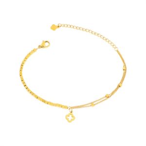 Wholesale 18K Gold-Plated Stainless Steel Four-Leaf Clover Bracelet-HS36
