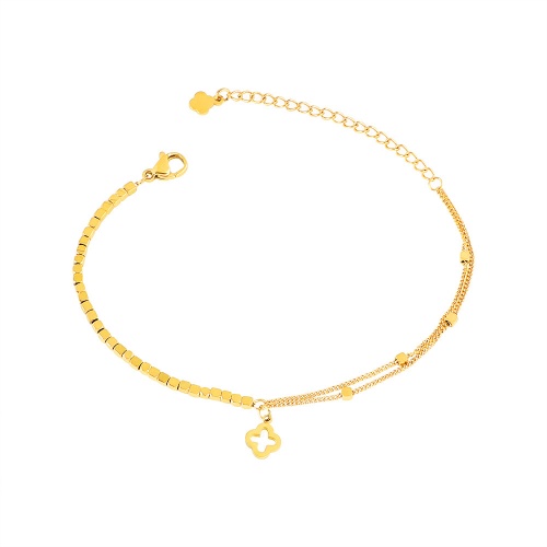 Wholesale 18K Gold-Plated Stainless Steel Four-Leaf Clover Bracelet-HS36