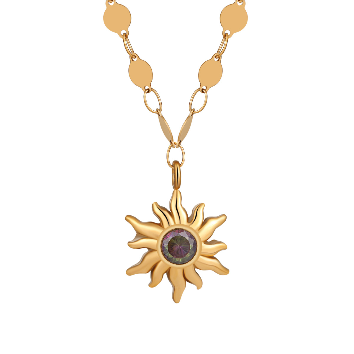 Stainless Steel Bohemian Sunflower Necklace-RH30