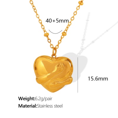 Wholesale Waterproof Women's Stainless Steel Interlocking Heart Necklace—Same Style as Amazon-OJ88 - Image 2