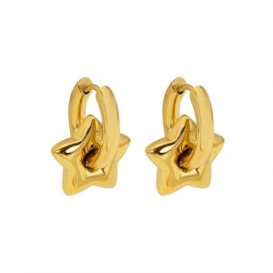 Wholesale 18K Gold-Plated Stainless Steel Star Earrings-HS18