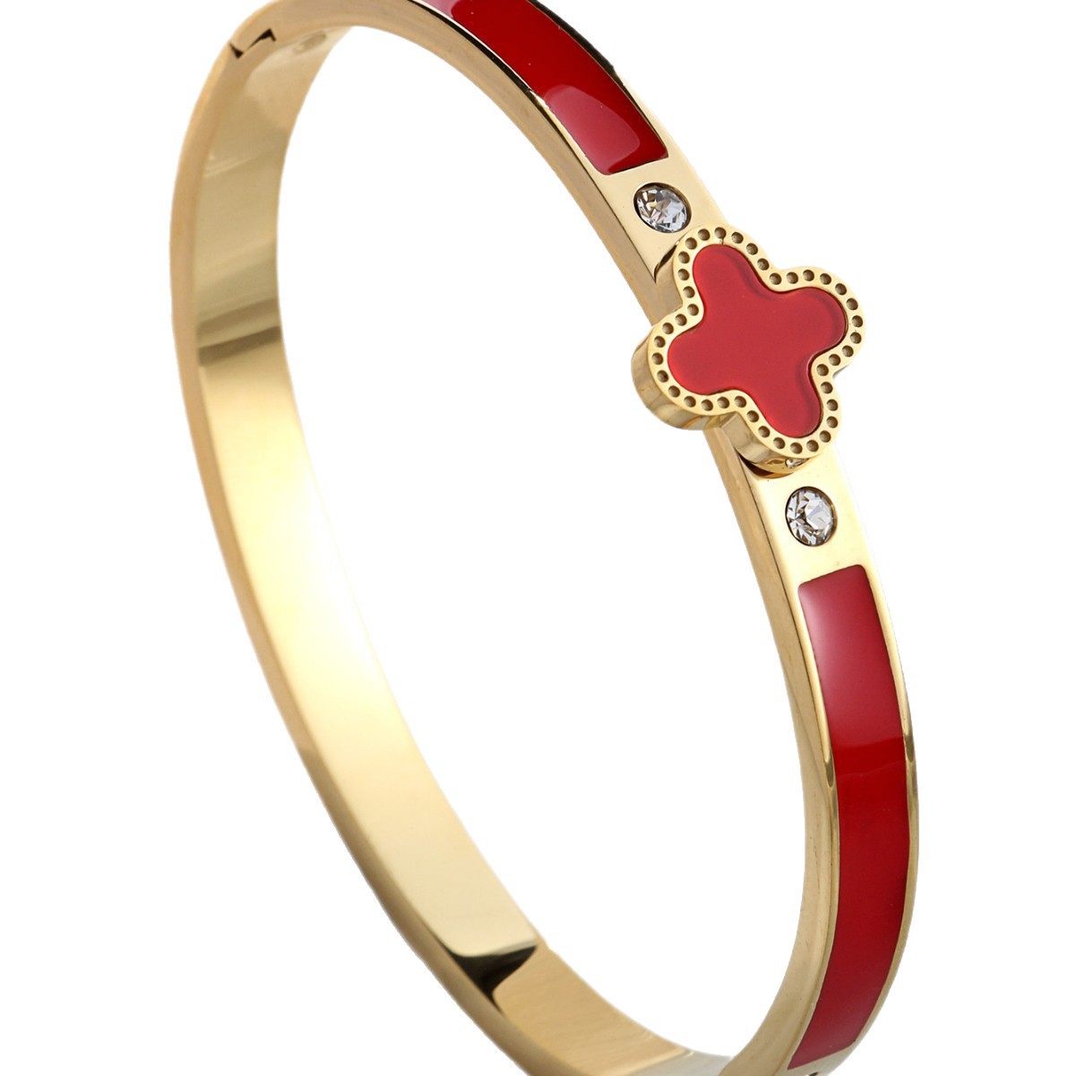 Stainless Steel Four-Leaf Clover Bracelet-CS76 - Image 3
