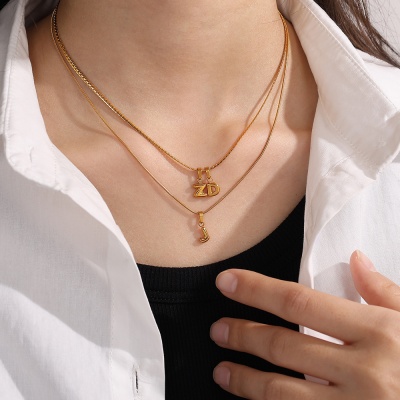 18K Gold-Plated Stainless Steel Pendant with 26 Letters-OJ60 - Image 3
