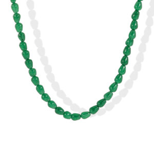 Stainless Steel and Natural Stone Bead Necklace-RH31
