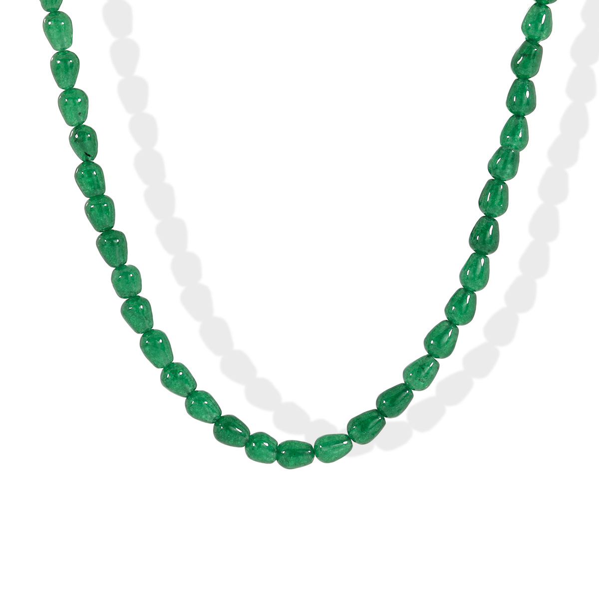 Stainless Steel and Natural Stone Bead Necklace-RH31