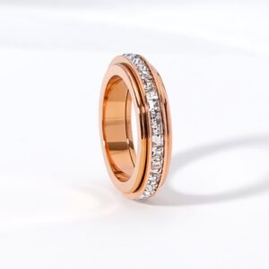 304 Stainless Steel Single-Row Rotating Diamond Ring-HS49