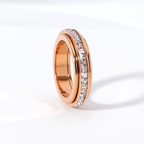 304 Stainless Steel Single-Row Rotating Diamond Ring-HS49