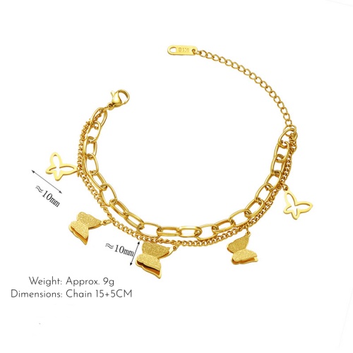 Wholesale 316L Gold-Plated Stainless Steel Double-Layer Butterfly Bracelet-HS42 - 图片 3