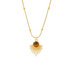 Wholesale 316L Stainless Steel Tiger's Eye Necklaces-HS39
