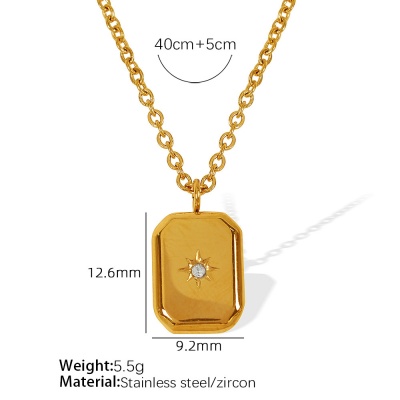 Wholesale 316L Stainless Steel Geometric Square Teardrop Octagram Necklace-Oj14 - Image 4