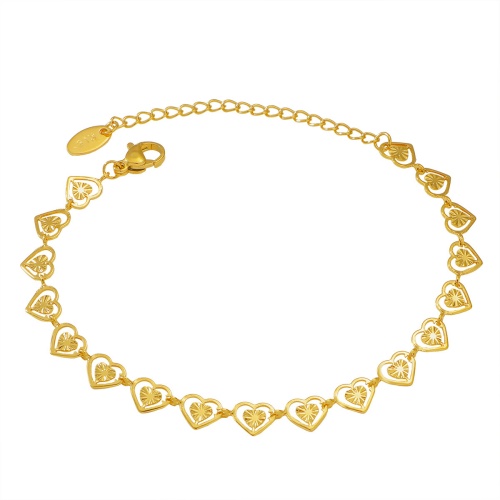 Wholesale 18K Gold-Plated Stainless Steel Openwork Heart Bracelet-HS41