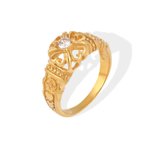 Stainless Steel Four-Petal Flower Solitaire Ring-RH25