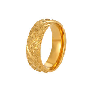 Brushed Stainless Steel Checkered Ring-RH42