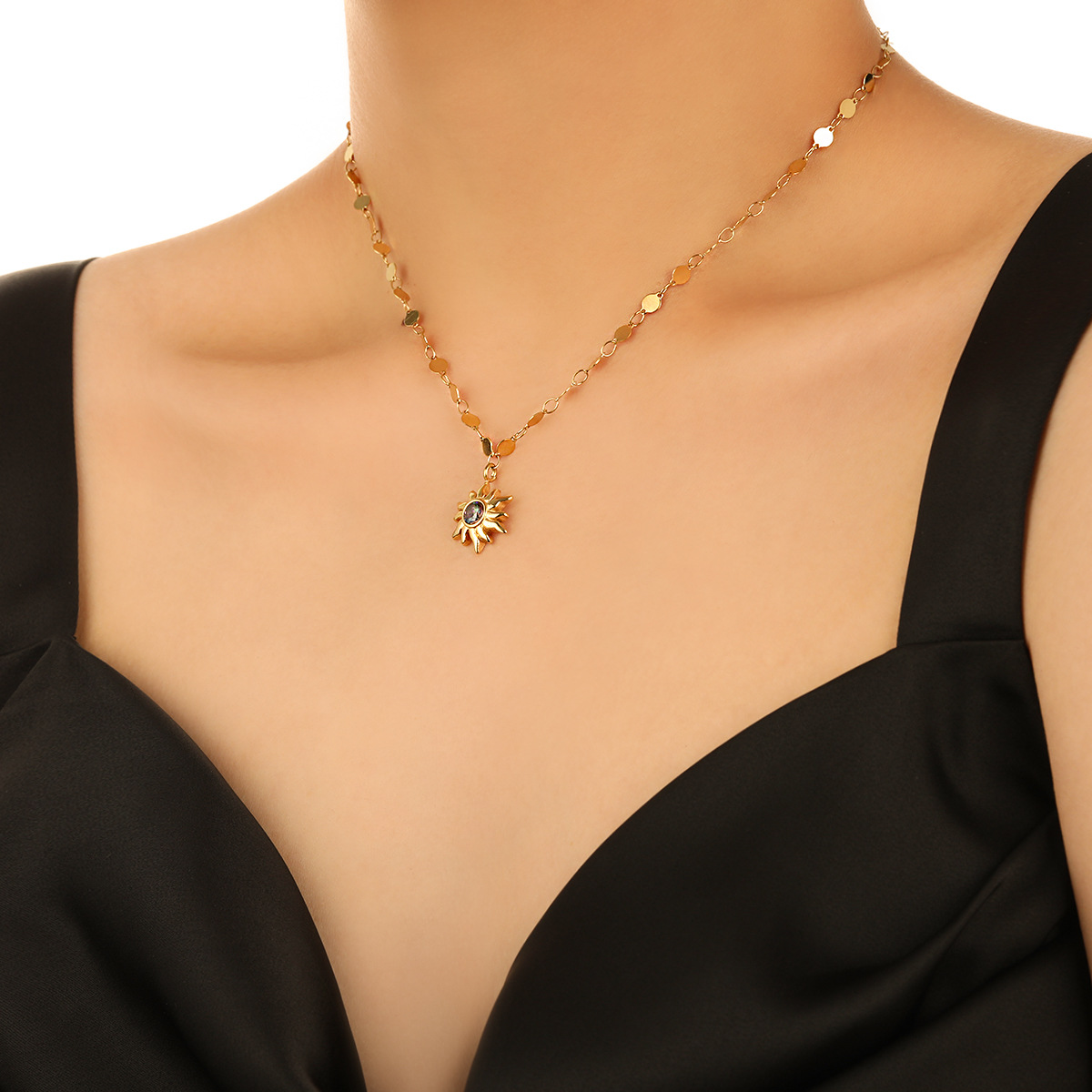 Stainless Steel Bohemian Sunflower Necklace-RH30 - Image 3